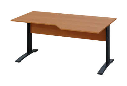 EZK 28 - 166 stůl kancelářský, rohový, pravý, kovová podnož černá, deska 25 mm, široký 1600 mm, olše jantar